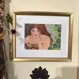 Elegant Gold Framed Original Watercolor Painting